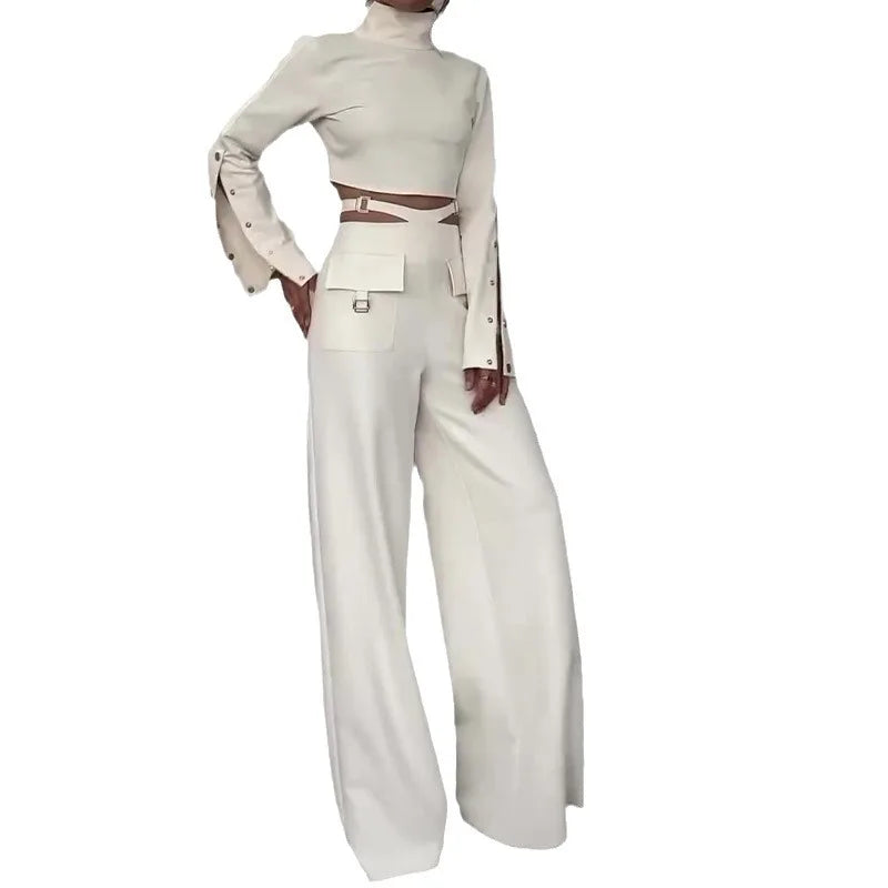 Women Pant Set Solid Two Piece Sets