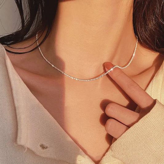 2023 New Popular Silver Colour Sparkling Clavicle Chain Choker